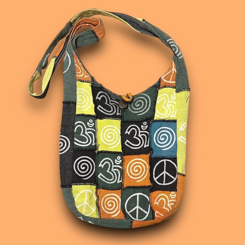 Y2K Patchwork Hobo Crossbody Bag Boho Hippie Festival 100% Cotton